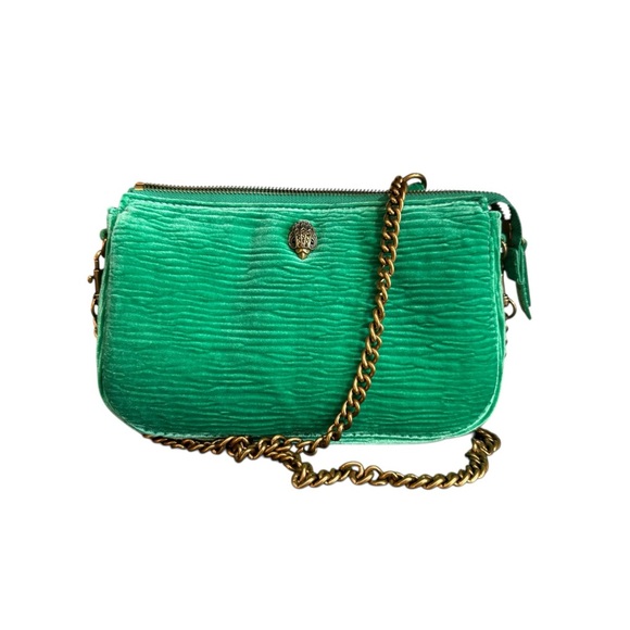 Kurt Geiger Handbags - Kurt Geiger London Green Velvet Kew Pouch Crossbody Bag